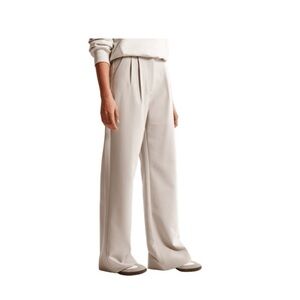 Abercrombie & Fitch Sloane Wide-Leg Trousers in Light Beige
